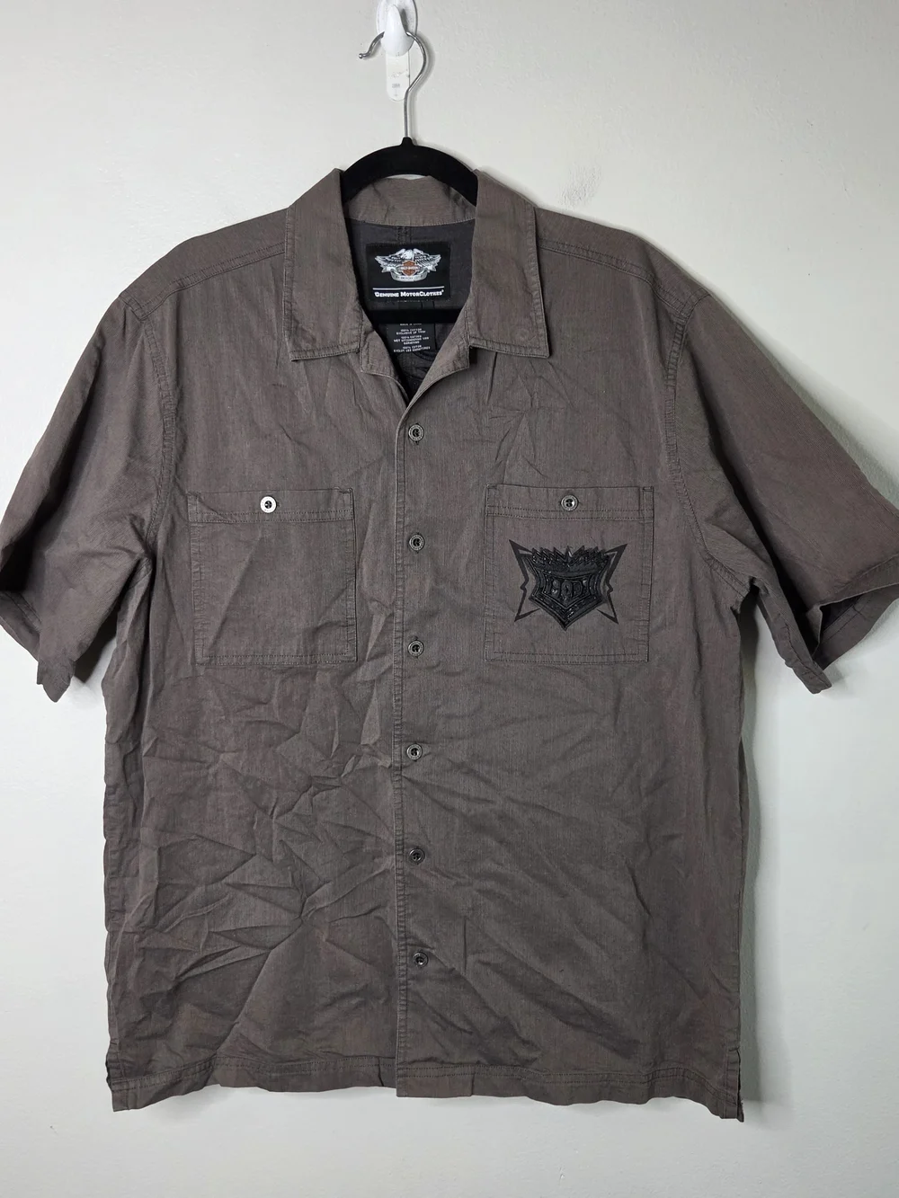 Harley-Davidson's Men's Short Sleeve Button-Up Shirt in Brown - Vintage Style